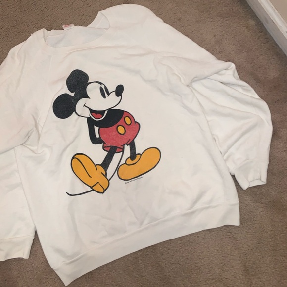 Disney Men's White Crewneck Sweater with Mickey Mouse - Picture 3 of 4